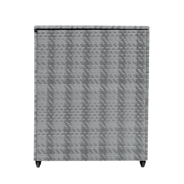 Rattan Modular Garden Furniture Set & Storage Box Sofa Sectional Chairs With Cushions Coffee Table Waterproof Lining Chest Gas Lift Lid Wheels Outdoor