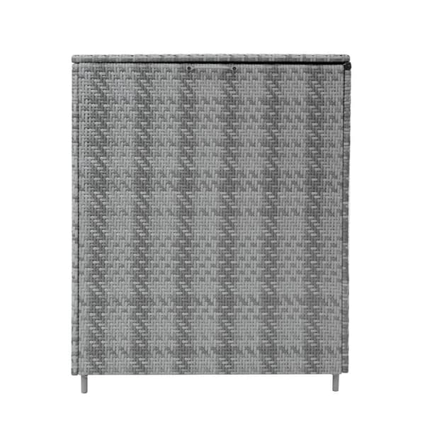 Rattan Modular Garden Furniture Set & Storage Box Sofa Sectional Chairs With Cushions Coffee Table Waterproof Lining Chest Gas Lift Lid Wheels Outdoor