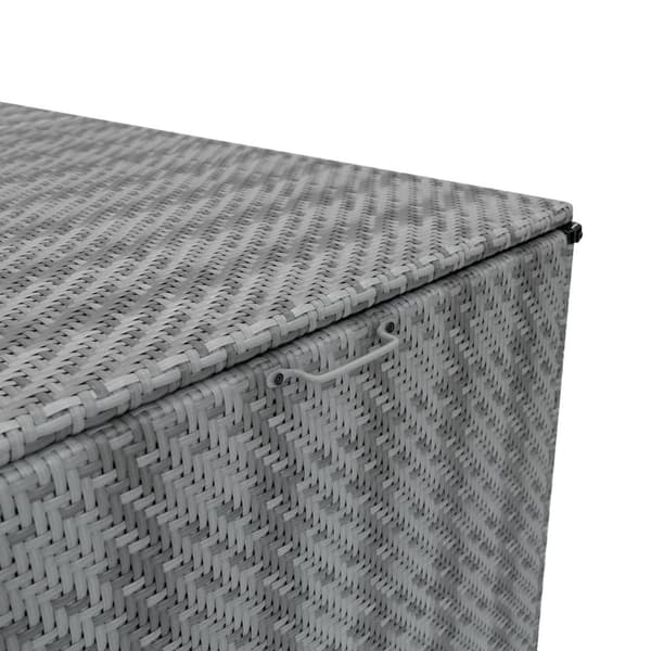 Rattan Modular Garden Furniture Set & Storage Box Sofa Sectional Chairs With Cushions Coffee Table Waterproof Lining Chest Gas Lift Lid Wheels Outdoor