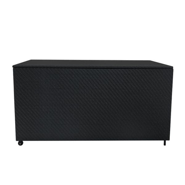 Rattan Modular Garden Furniture Set & Storage Box Sofa Sectional Chairs With Cushions Coffee Table Waterproof Lining Chest Gas Lift Lid Wheels Outdoor