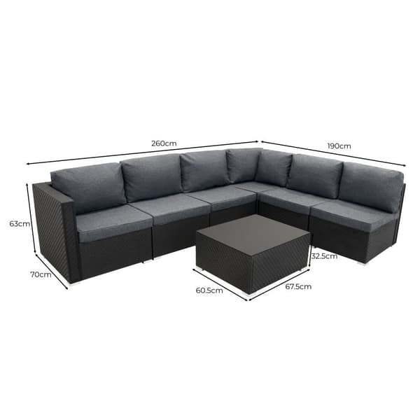 Rattan Modular Garden Furniture Set & Storage Box Sofa Sectional Chairs With Cushions Coffee Table Waterproof Lining Chest Gas Lift Lid Wheels Outdoor