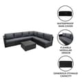 Pikkukuva 11 / 11: Rattan Modular Garden Furniture Set & Storage Box Sofa Sectional Chairs With Cushions Coffee Table Waterproof Lining Chest Gas Lift Lid Wheels Outdoor