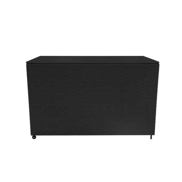 Rattan Modular Garden Furniture Set & Storage Box Sofa Sectional Chairs With Cushions Coffee Table Waterproof Lining Chest Gas Lift Lid Wheels Outdoor