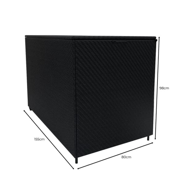 Rattan Modular Garden Furniture Set & Storage Box Sofa Sectional Chairs With Cushions Coffee Table Waterproof Lining Chest Gas Lift Lid Wheels Outdoor