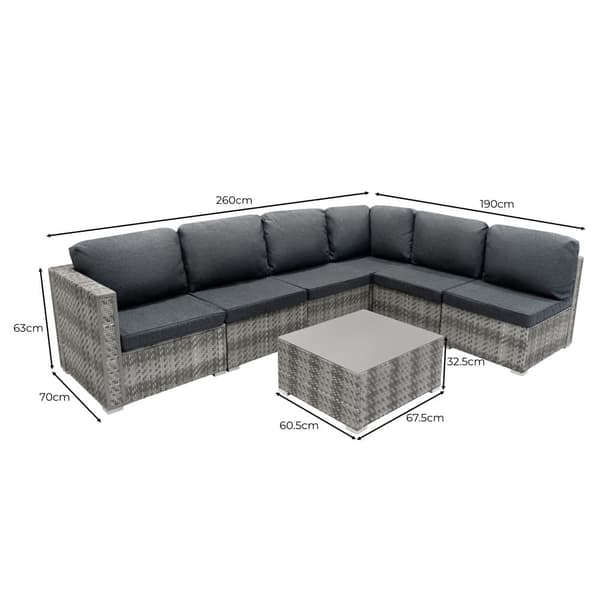 Rattan Modular Garden Furniture Set & Storage Box Sofa Sectional Chairs With Cushions Coffee Table Waterproof Lining Chest Gas Lift Lid Wheels Outdoor