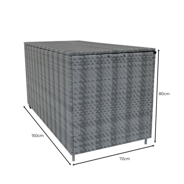 Rattan Modular Garden Furniture Set & Storage Box Sofa Sectional Chairs With Cushions Coffee Table Waterproof Lining Chest Gas Lift Lid Wheels Outdoor
