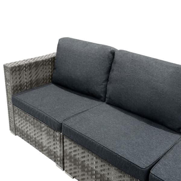 Rattan Modular Garden Furniture Set & Storage Box Sofa Sectional Chairs With Cushions Coffee Table Waterproof Lining Chest Gas Lift Lid Wheels Outdoor