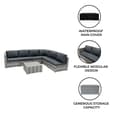 Pikkukuva 11 / 11: Rattan Modular Garden Furniture Set & Storage Box Sofa Sectional Chairs With Cushions Coffee Table Waterproof Lining Chest Gas Lift Lid Wheels Outdoor