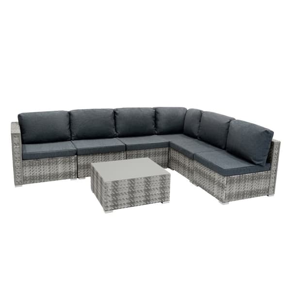 Rattan Modular Garden Furniture Set & Storage Box Sofa Sectional Chairs With Cushions Coffee Table Waterproof Lining Chest Gas Lift Lid Wheels Outdoor