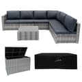 Pikkukuva 1 / 11: Rattan Modular Garden Furniture Set & Storage Box Sofa Sectional Chairs With Cushions Coffee Table Waterproof Lining Chest Gas Lift Lid Wheels Outdoor