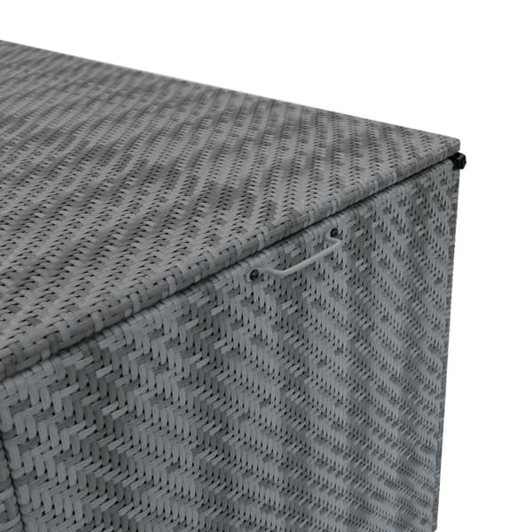 Modulärt Set i Konstrotting med Förvaringslåda 700/996L | Avtagbara & Tvättbara Grå Dynor | Bord med Härdat Glas | Vattentätt Överdrag | UV-beständigt
