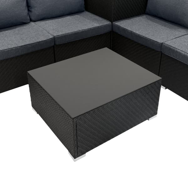 Rattan Modular Garden Furniture Set & Storage Box Sofa Sectional Chairs With Cushions Coffee Table Waterproof Lining Chest Gas Lift Lid Wheels Outdoor