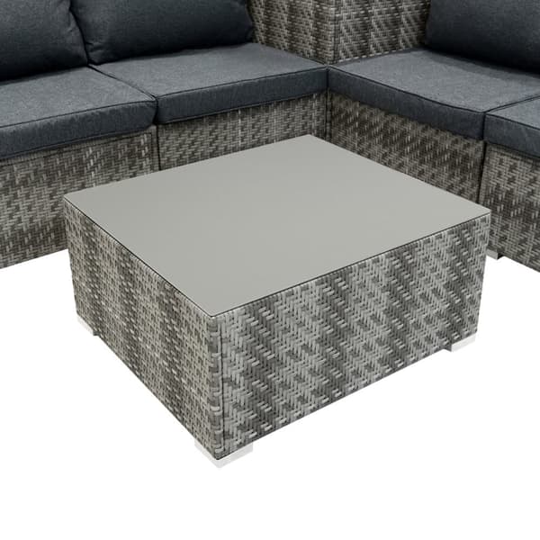 Rattan Modular Garden Furniture Set & Storage Box Sofa Sectional Chairs With Cushions Coffee Table Waterproof Lining Chest Gas Lift Lid Wheels Outdoor