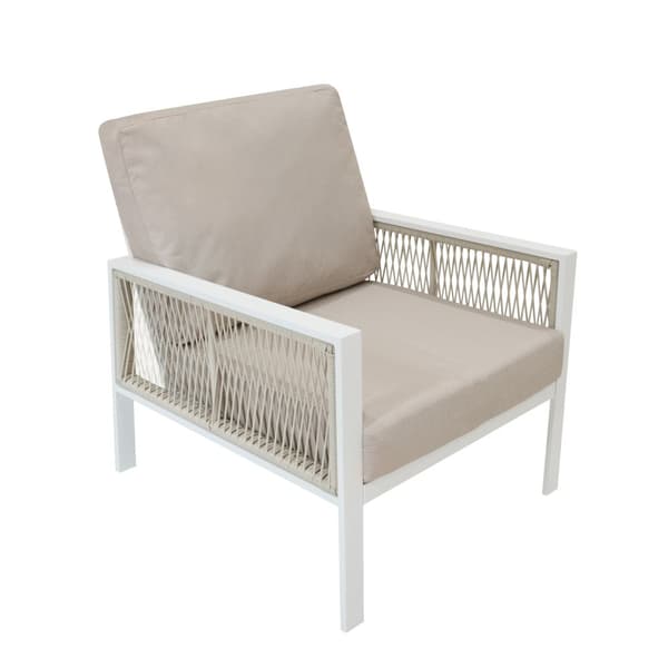 Garden Furniture Set 5 SEATS in Aluminum | 4 parts: 3-seater sofa, 2 armchairs and coffee table | Washable Cushions and Waterproof Cover | Elegant and