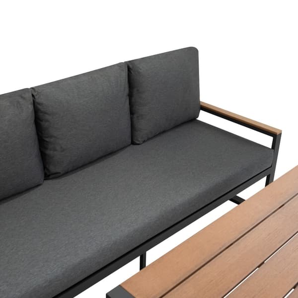 Hörnsoffset i Aluminium 7-sits | Soffa + 2 Pallar + Bord med Härdad Glasskiva + Vattentät Överdrag | Tvättbara Dynor, Modern och Hållbar