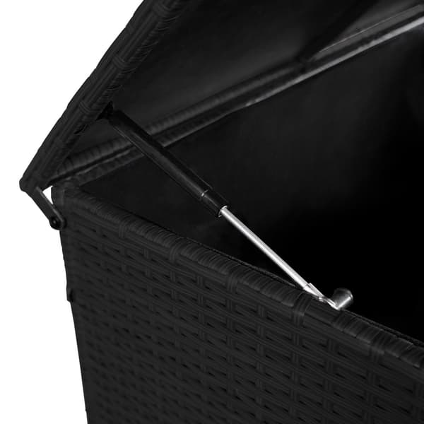 Havemøbelsæt Antracitgrå Aluminium med Sort Opbevaringskasse i Rattan – Udendørs Hjørnesofa til 7 Personer med Spisebord, Skamler, Hynder og 582L