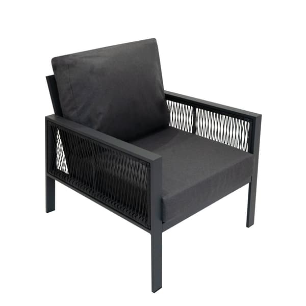 Havemøbelsæt 4-delt Aluminium med Sort Opbevaringskasse i Rattan – Udendørs 3-personers Sofa, 2 Lænestole, Sofabord, Hynder, 582L
