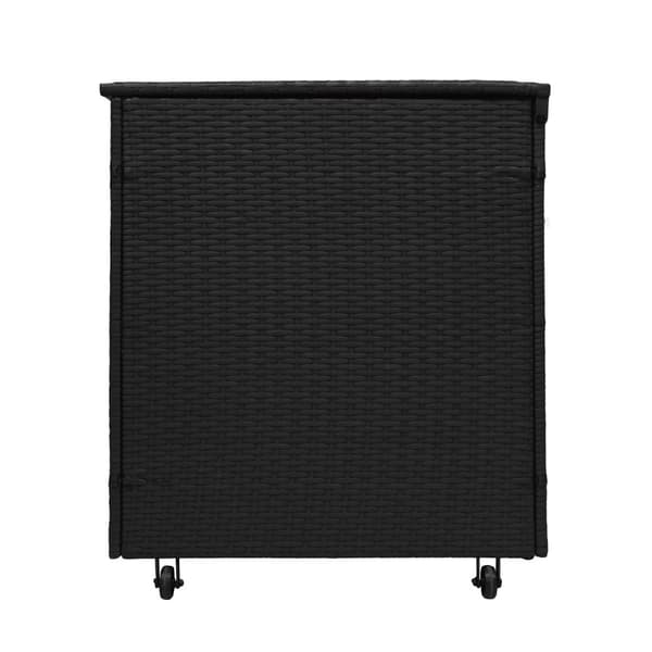 Havemøbelsæt 4-delt Aluminium med Sort Opbevaringskasse i Rattan – Udendørs 3-personers Sofa, 2 Lænestole, Sofabord, Hynder, 582L