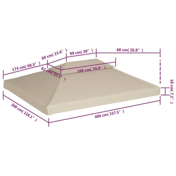 vidaXL Huvimajan vaihtokatto 310 g/m² Beige 3 x 4 m