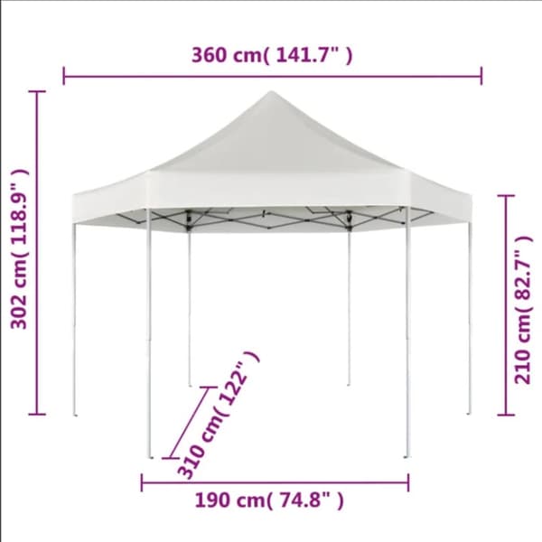 vidaXL sekskantet foldbart pop-op-festtelt 3,6x3,1 m grå