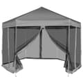Pikkukuva 1 / 11: vidaXL Kuusikulmainen pop-up juhlateltta 6 seinää Harmaa 3,6x3,1 m