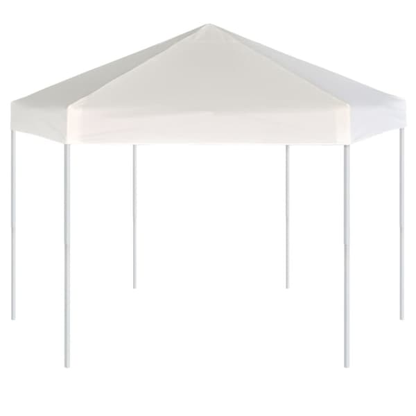 vidaXL pop up-pavillon 6 sidevægge sekskantet 3,6x3,1 m cremefarvet