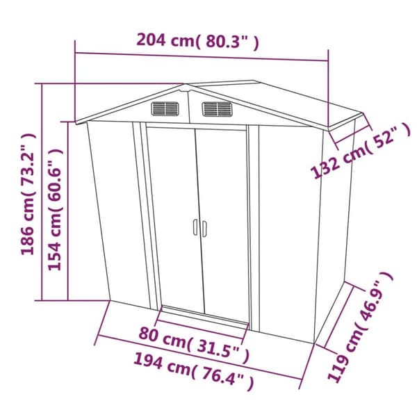 vidaXL opbevaringsskur til haven 204x132x186 cm metal grøn