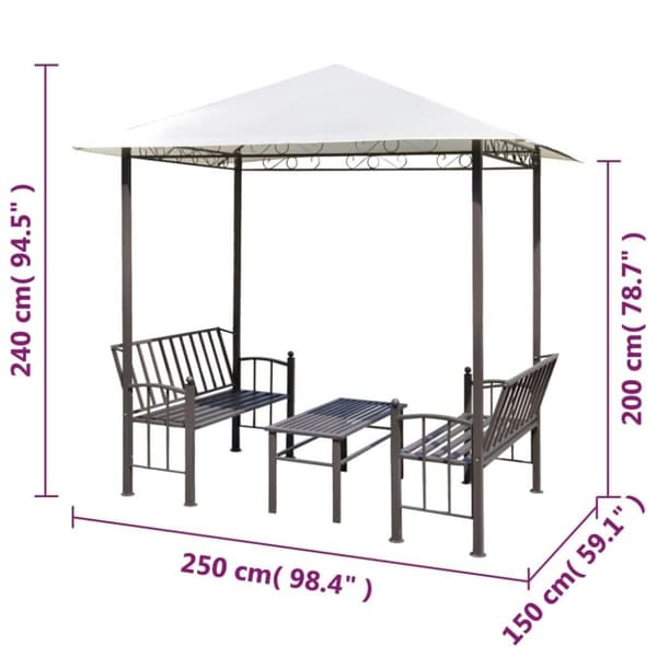 vidaXL havepavillon med bord og bænk 2,5x1,5x2,4 m