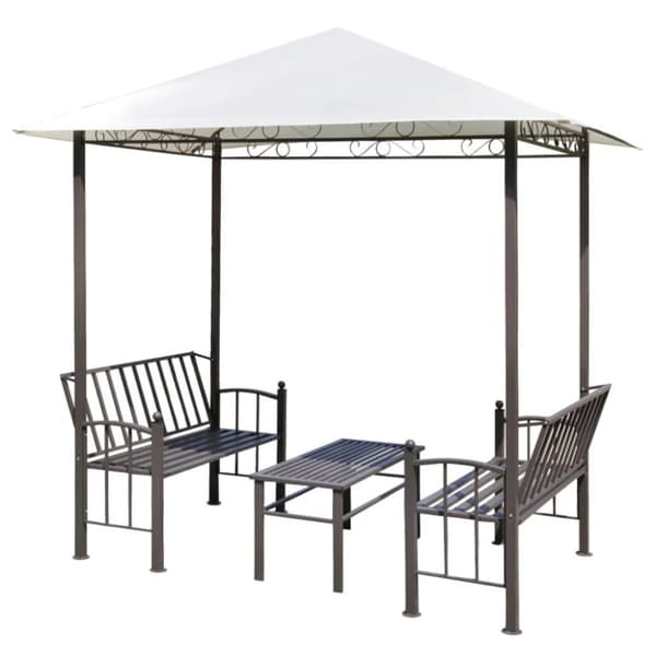 vidaXL havepavillon med bord og bænk 2,5x1,5x2,4 m