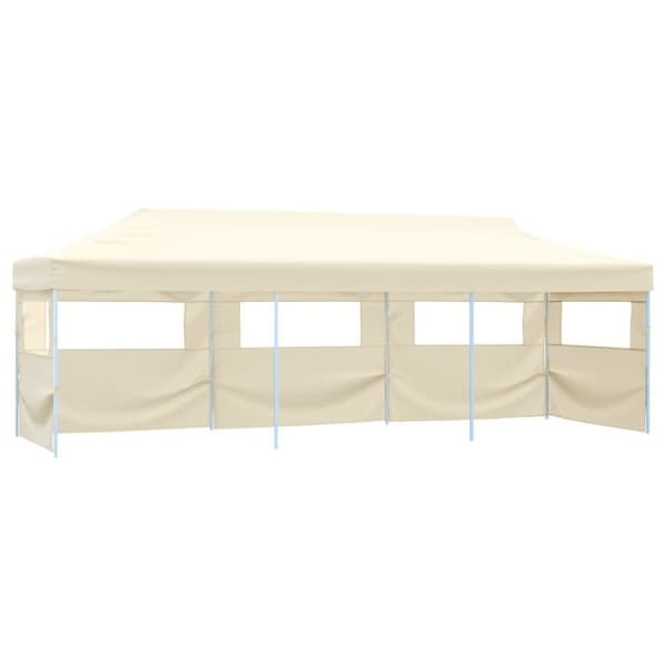 vidaXL foldbart pop up-festtelt med 5 sidevægge 3 x 9 m cremefarvet