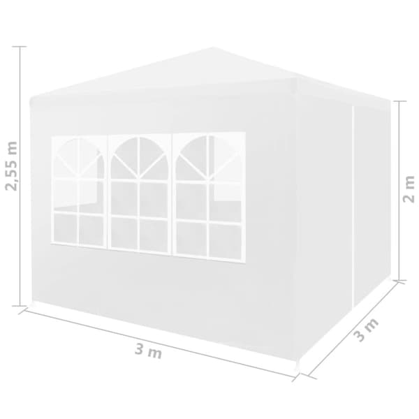 vidaXL Juhlateltta 3x3 m valkoinen