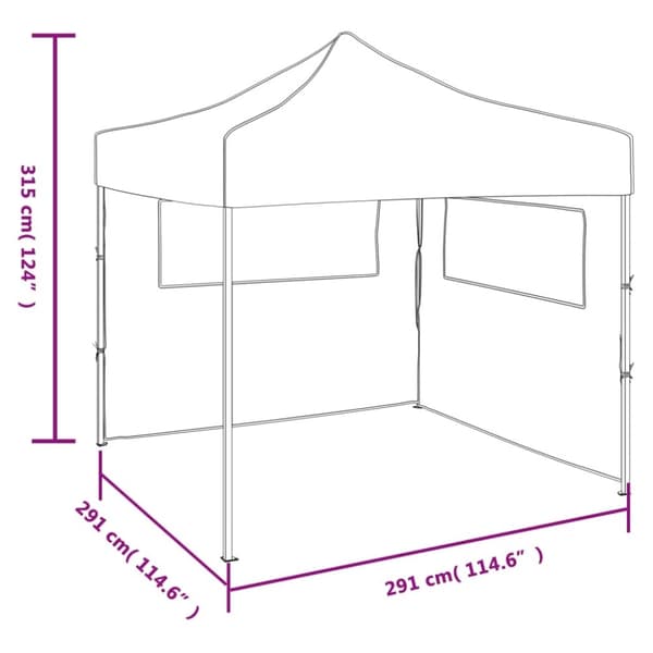 vidaXL Kokoontaitettava juhlateltta 2 seinää 3x3 m kerma
