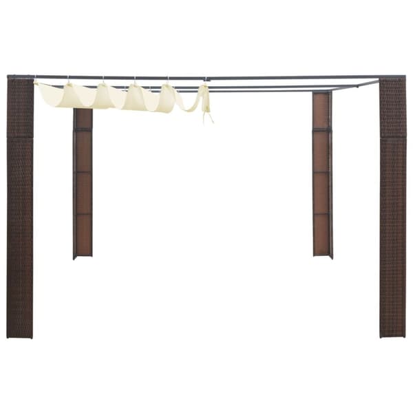 vidaXL pavillon med tag polyrattan 300x300x200 cm brun cremefarvet