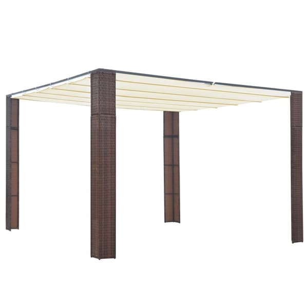 vidaXL pavillon med tag polyrattan 300x300x200 cm brun cremefarvet