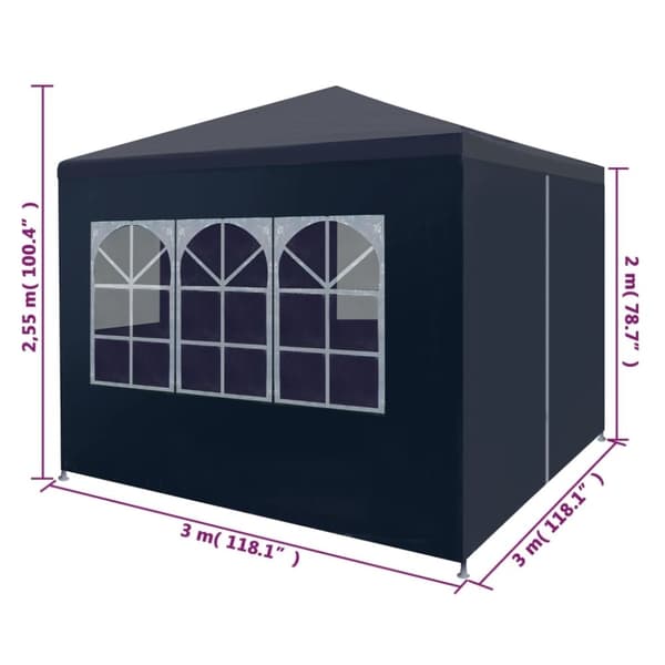 vidaXL festtelt 3 x 3 cm blå