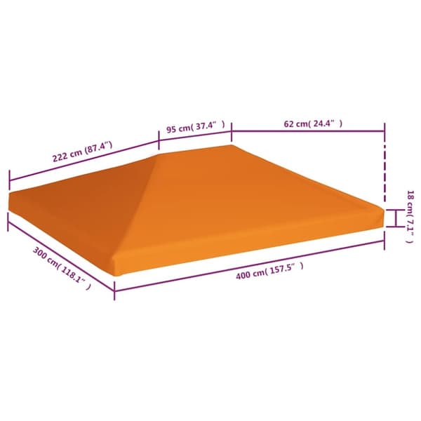 vidaXL Toppduk til paviljong 310 g/m² 4x3 m oransje