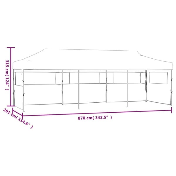 vidaXL Pop-Up hopfällbart partytält med 5 sidoväggar blå 3x9 m