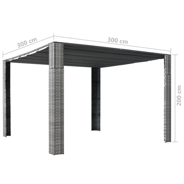 vidaXL Paviljong med tak polyrotting 300x300x200 cm grå og antrasitt