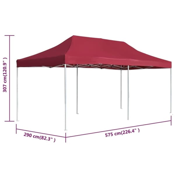 vidaXL professionelt foldbart festtelt aluminium 6 x 3 m vinrød