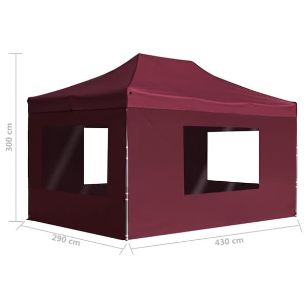 vidaXL foldbart festtelt med vægge aluminium 4,5 x 3 m vinrød
