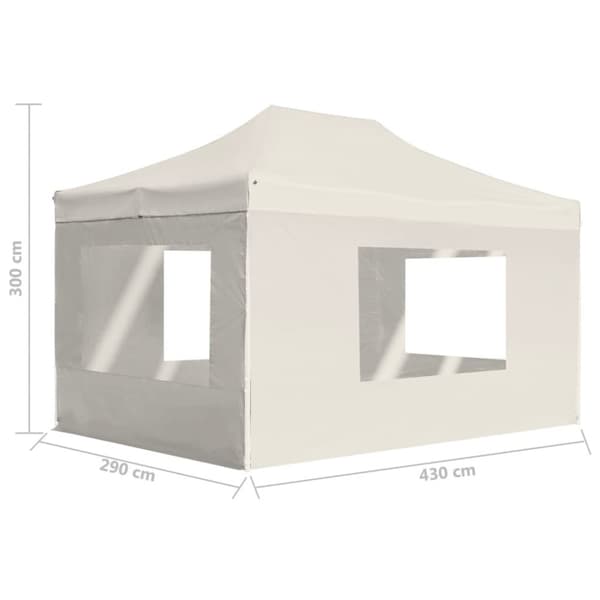 vidaXL Kokoontaittuva juhlateltta seinillä alumiini 4,5x3 m kerma