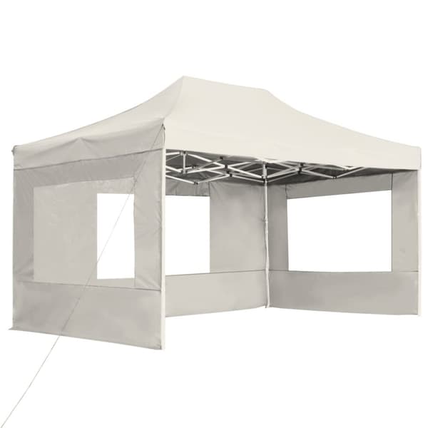 vidaXL Kokoontaittuva juhlateltta seinillä alumiini 4,5x3 m kerma