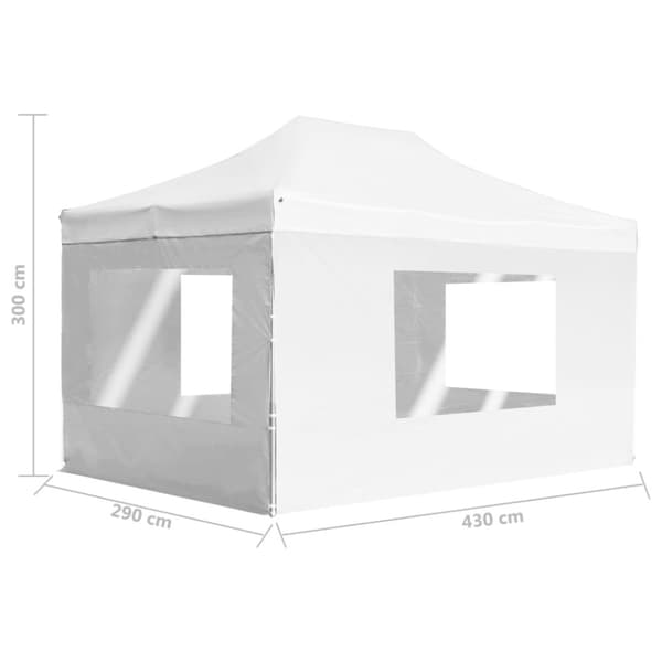 vidaXL foldbart festtelt med vægge aluminium 4,5 x 3 m hvid