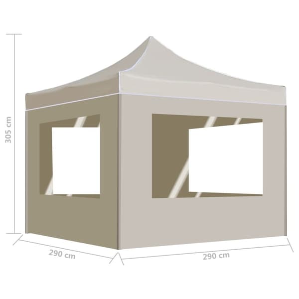 vidaXL Hopfällbart partytält med väggar aluminium 3x3 m gräddvit