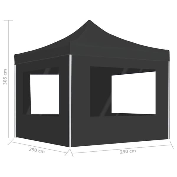 vidaXL Foldbart festtelt med vegger aluminium 3x3 m antrasitt