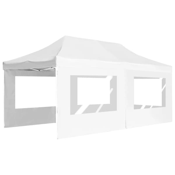 vidaXL Hopfällbart partytält med väggar aluminium 6x3 m vit