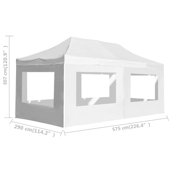 vidaXL Hopfällbart partytält med väggar aluminium 6x3 m vit