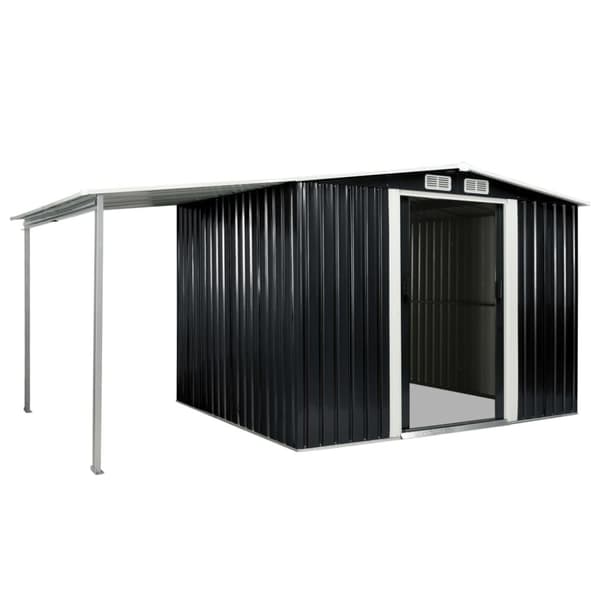 vidaXL haveskur med skydedøre 386 x 205 x 178 cm stål antracitgrå