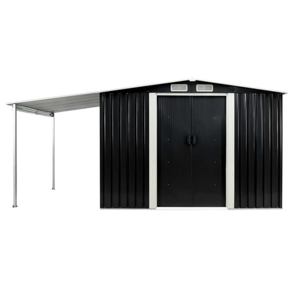 vidaXL haveskur med skydedøre 386 x 205 x 178 cm stål antracitgrå