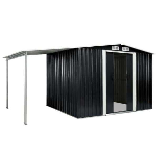 vidaXL haveskur med skydedøre 386 x 205 x 178 cm stål antracitgrå